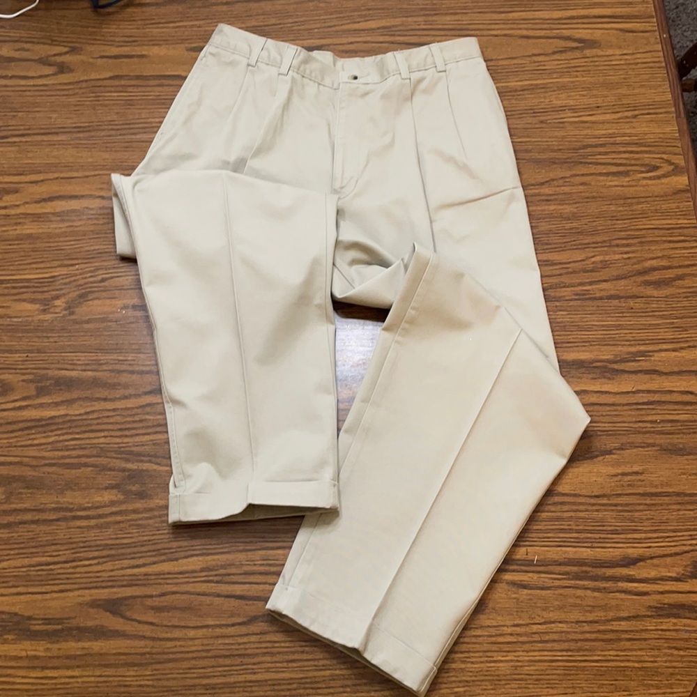 Jos. A. Bank Khaki Pleated Cuffed Pants 36W x 30L